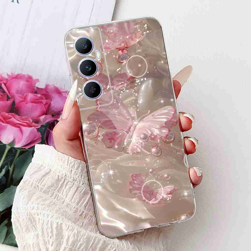 For Realme C65 Case Cute Cartoon Butterfly Cover Soft Silicone Phone Case Fundas For Realme C 65 C65 RealmeC65 4G Bumper