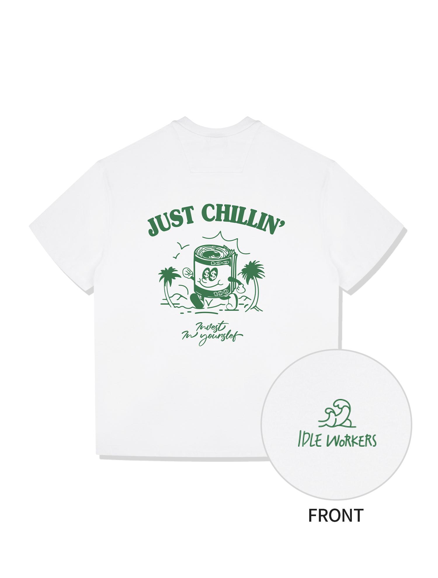 Idle Workers Just Chillin Cotton Oversized Short Sleeve_White L