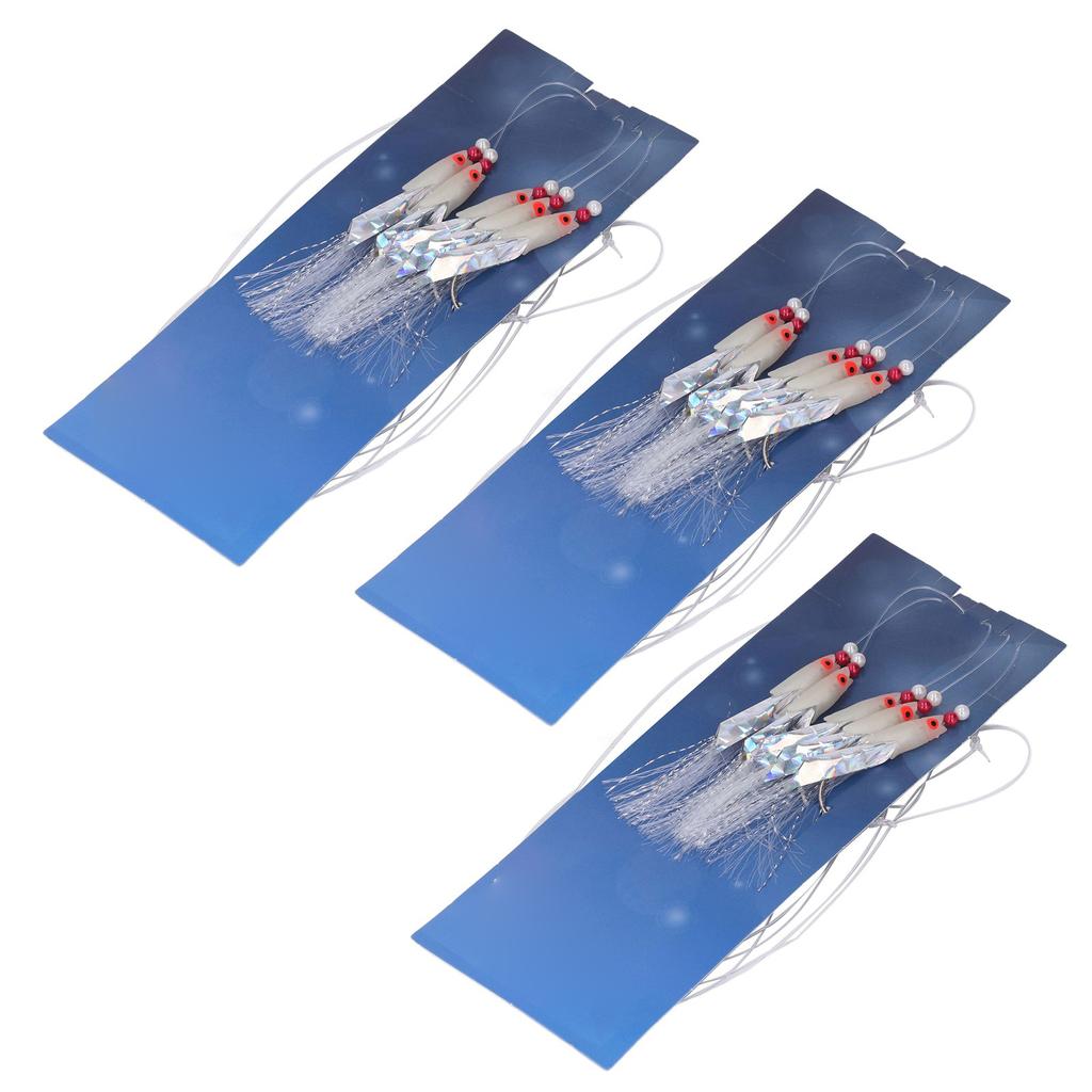 3 Groups Fishing Hook Kits Fishing Nylon Line Stainless Steel Luminous Hook Set for Freshwater