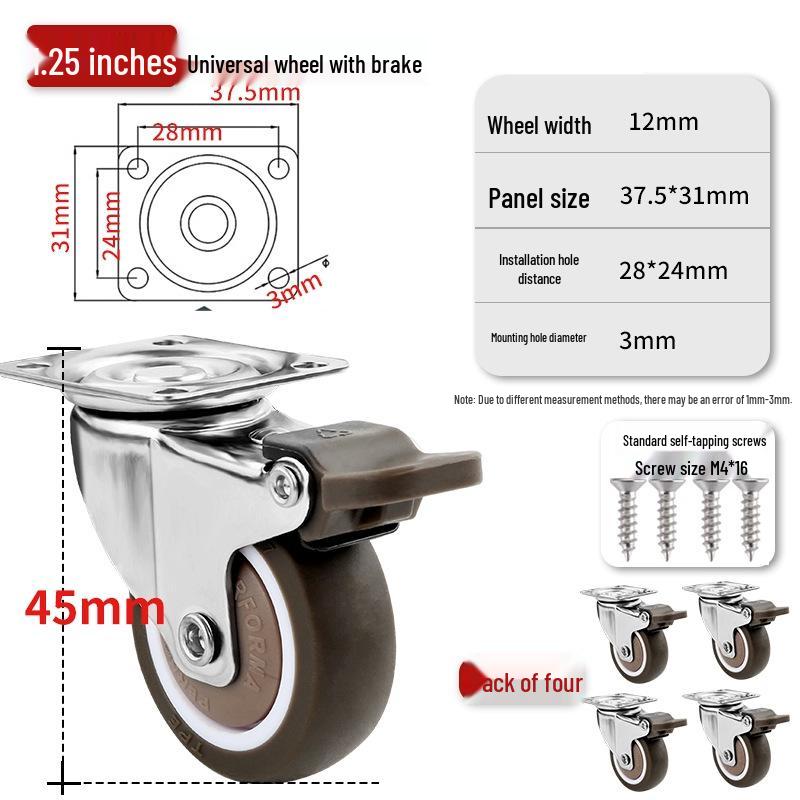 Ultra-Quiet Universal Small Trolley Load-Bearing Swivel Caster for Furniture