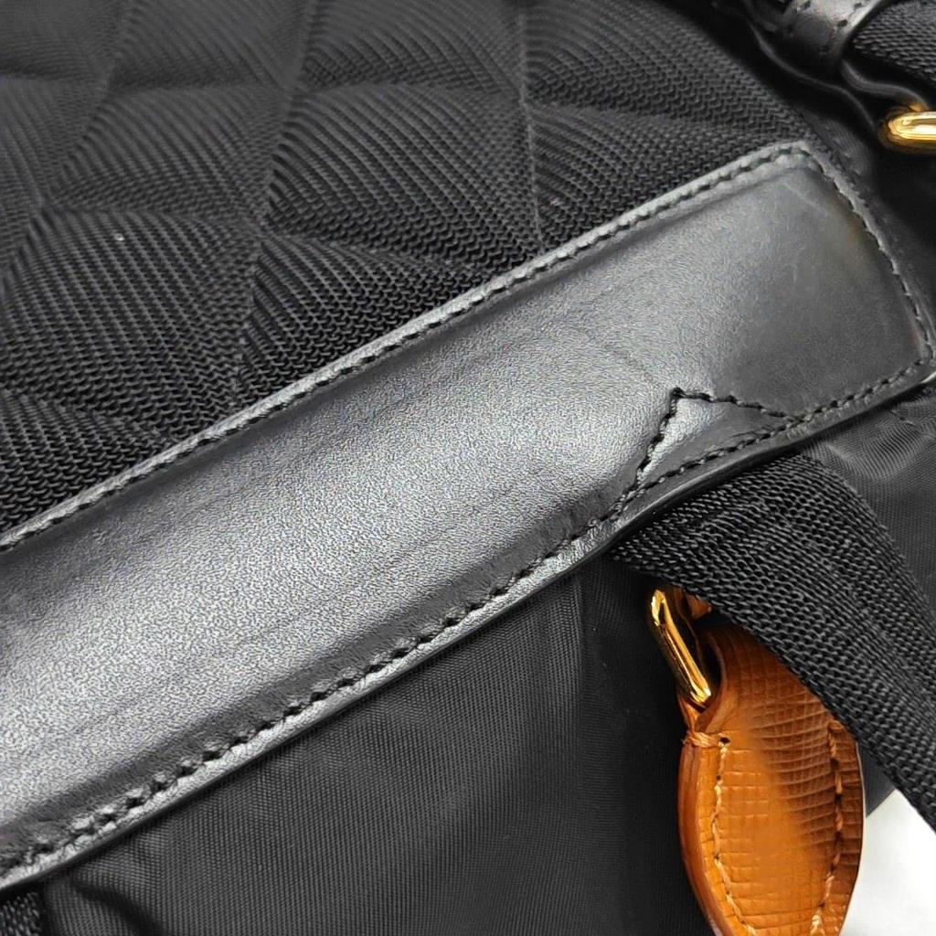 [Pre-Owned] The Rucksack Series Nylon And Leather Backpack Large - Very Good #1DN2X7S