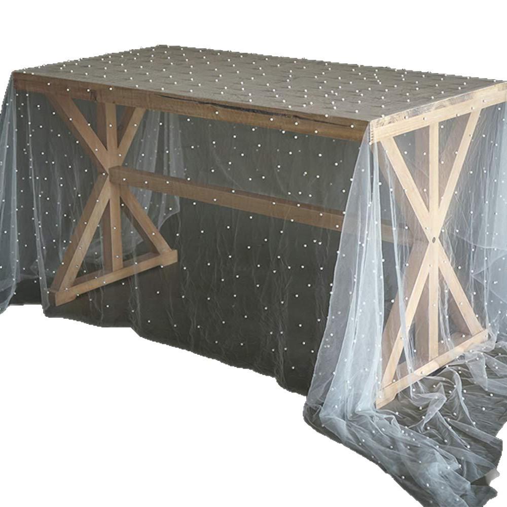 Pärlnätspets Chiffon Bordsduk för Bröllop, Födelsedagar, Möhippor och Bågslöjor