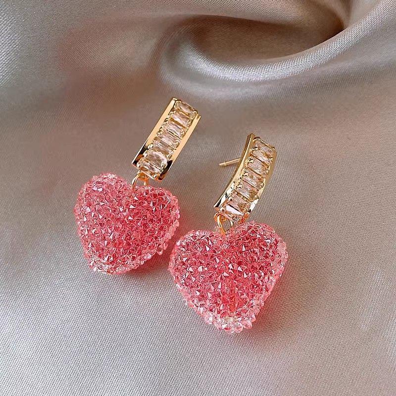 

Instagram Full of Love Heart Fancy Female Earrings Pink Heart