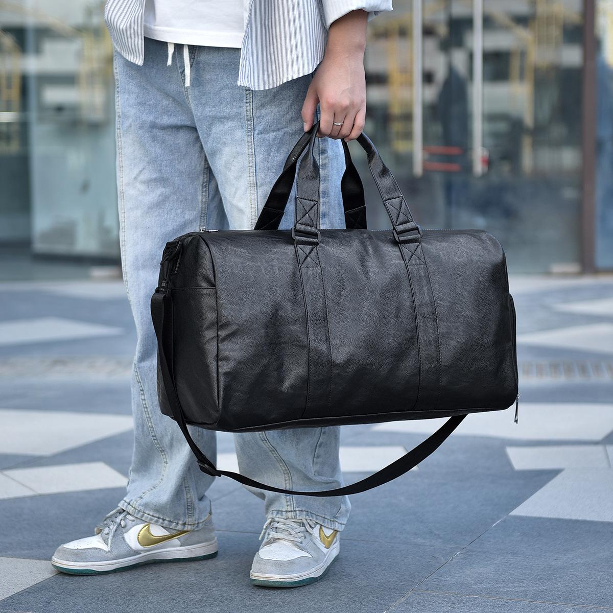 

Men s Leather Travel Bag Retro Handbag Large Capacity Shoulder Crossbody Fitness Yoga Bag