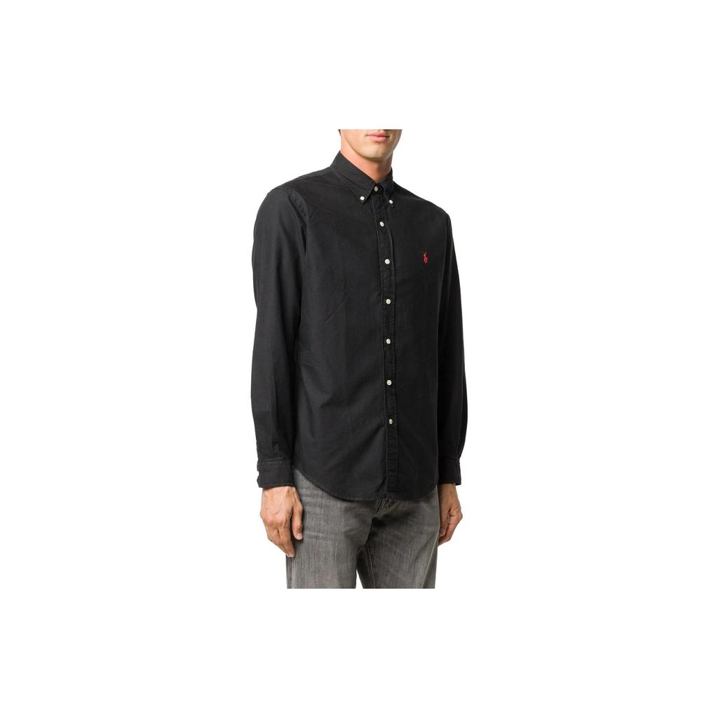 Polo Ralph Lauren Solid Color Embroidered Logo Long Sleeve Shirt Men shirts Black 710772290-001