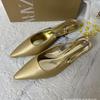 ZA2025 Gold Metallic Sandalen mit niedrigem Absatz: Stilvolle, Bequeme, Vielseitige Damen-Sommerschuhe