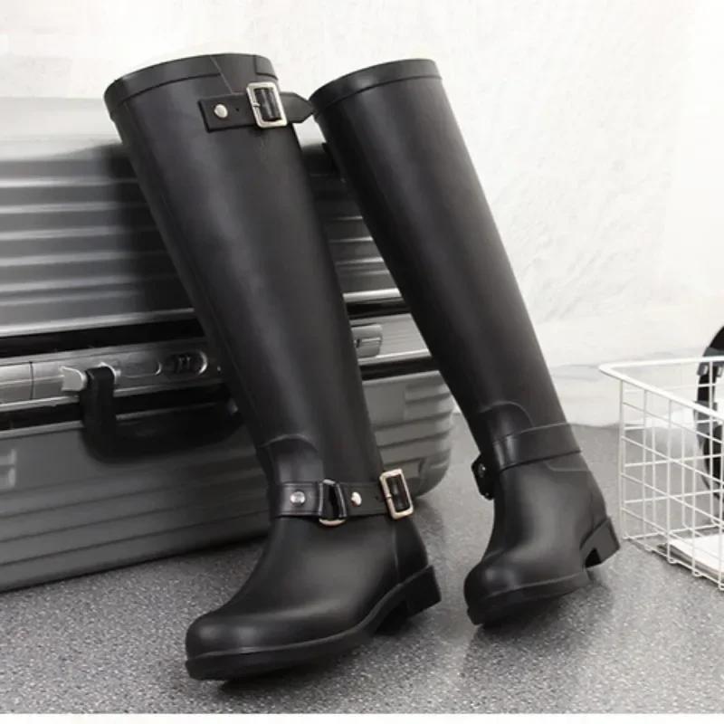 Stivali Punk da Donna Stivali da Pioggia in PVC per Donna Scarpe Alte Moda Stivali Alti con Cerniera al Ginocchio Botas De Lluvia