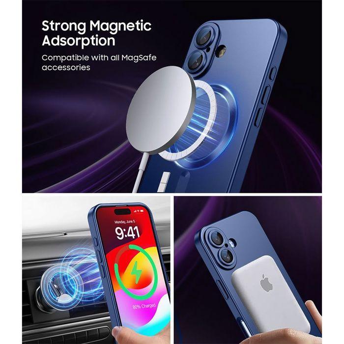 Coque de Protection - E.F.Connection - pour iPhone 17 Pro - avec Cercle Magnétique Bleu Marine - 2 Vitre