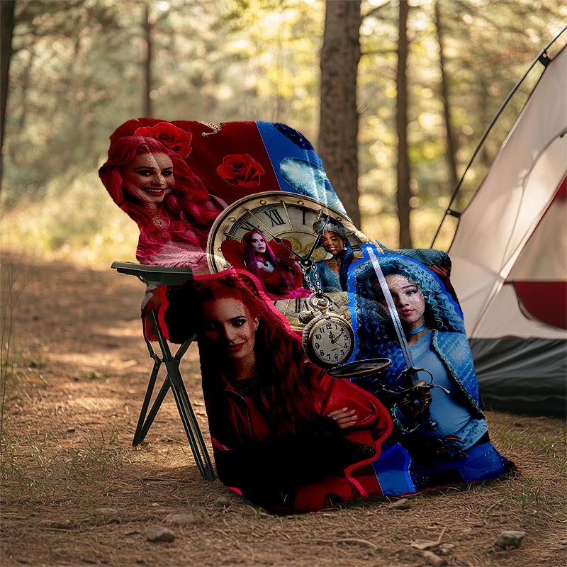 1pc Descendants The Rise of Red2 Theme Blanket - Digital Print, Polyester, Cozy for All Seasons, Perfect for Outdoor, Camping, and Travel