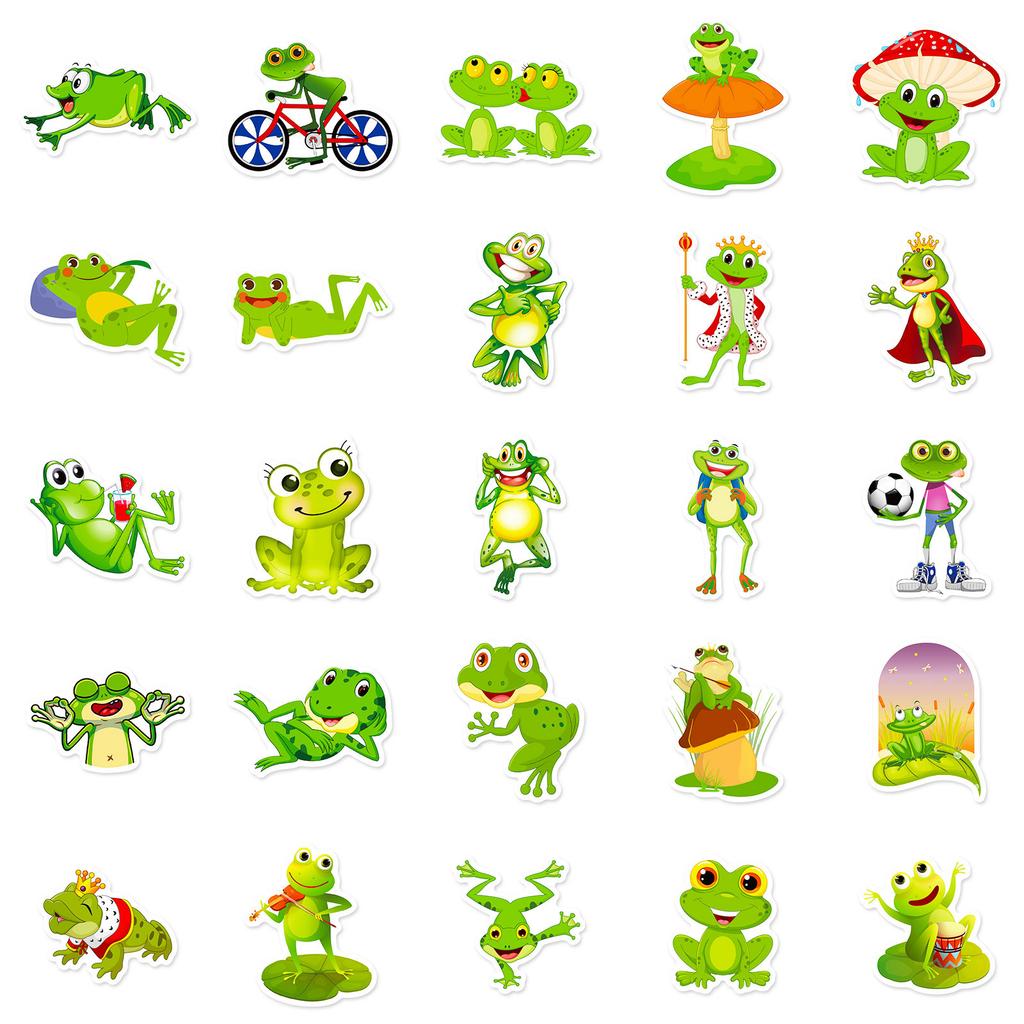 50 Cartoon Quack Serie Aufkleber, Lustige DIY Kinderaufkleber, Konzentrationstiere, Kleine Frösche