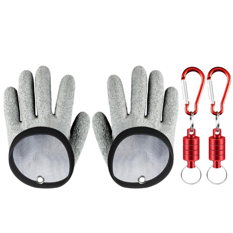 

1 Pair Fishing Gloves with Magnet Release Non-Slip Fishing Catching Gloves Fisherman Puncture-Resistant Fishing Gloves 1