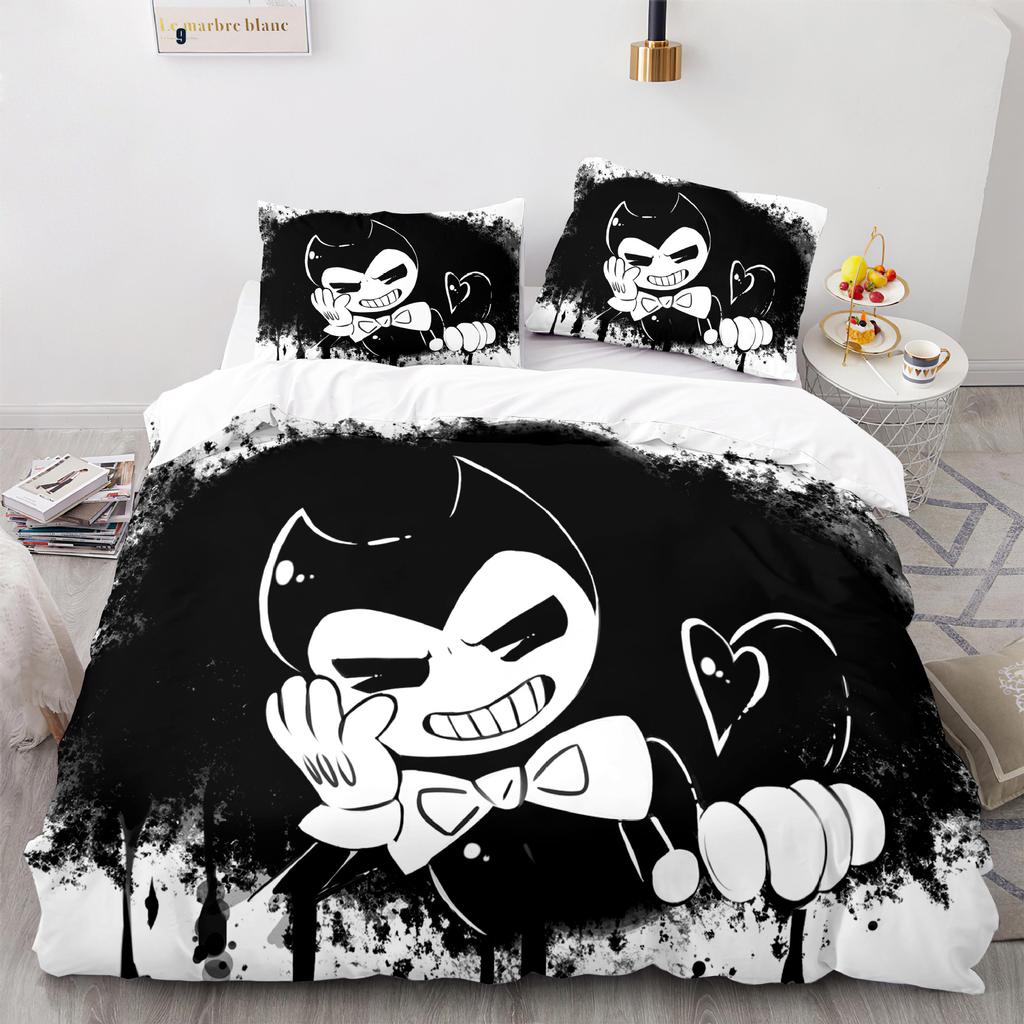 New Anime Bendy & Ink Machin Bedding Set Single Twin Full Queen King Size Bed Set Adult Kid Bedroom Duvetcover Set Home Textile