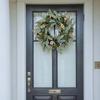 42cm Spring Eucalyptus Wreath with Rabbit Ears for All Season Door Wall Mantel Decoration Green Plastic Silk Material