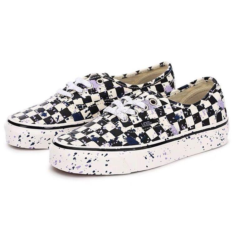 Vans Authentic 44 DX Anaheim Factory - Splatter Embroidery Checkerboard Unisex Sneakers Cream VN0A5KX48FI