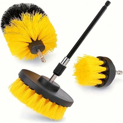 4Pcs Electric Cleaning Brush Kit, Nylon Round Head Brush, Drill Brush Set for Carpet, Plastic Mop, Car Tires, Furniture & Toilet Cleaning Tools