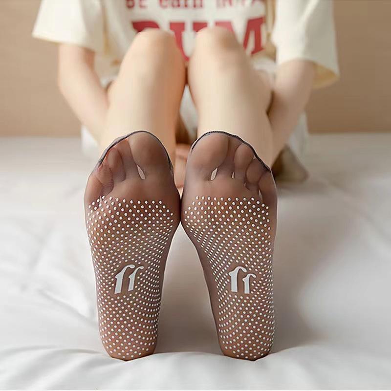 10 Pairs Women Transparent Summer Thin Anti-Slip Socks Set Cool Breathable Ladies Silk Socks