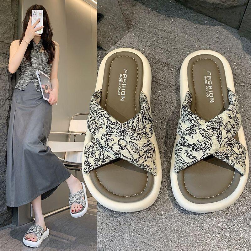 

Fashion Fashion Retro Woman Shoes 2025 Summer New Women s Slippers Simple Versatile Round Toe Flat Shoe Anti Slip Women Single Shoes 36-37