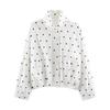 Women Loose Fit Black Polka Dot Zipper Long Sleeve Jacket Casual Autumn