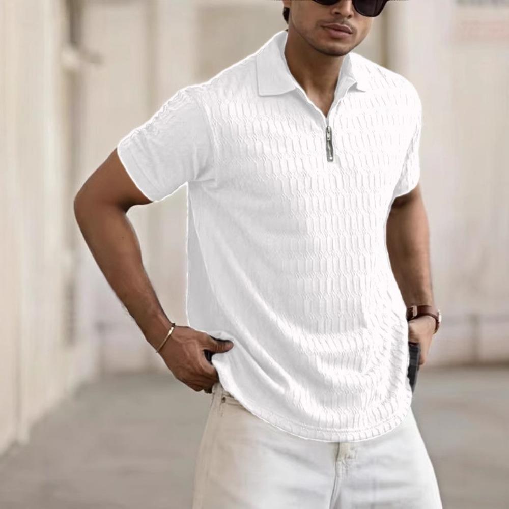 2025 Summer POLO Shirt Zipper Men's Jacquard Sports T Shirt