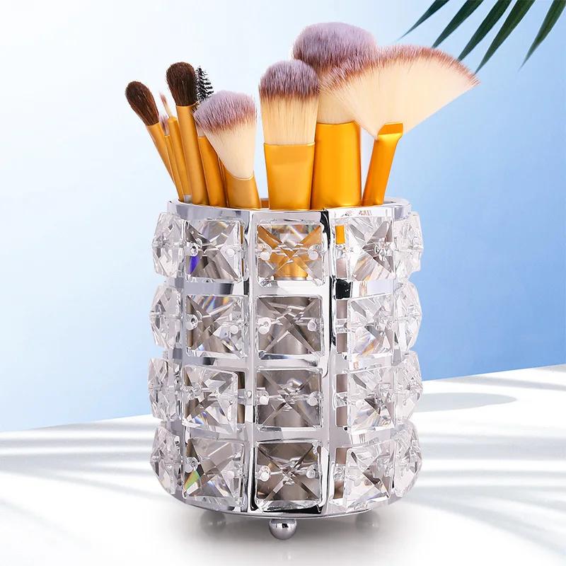 

Crystal Lipstick Holder Makeup Organizer Necklace Dressing Table Makeup Brush Jewelry Pearl Storage Box Decor ornaments Tray WF