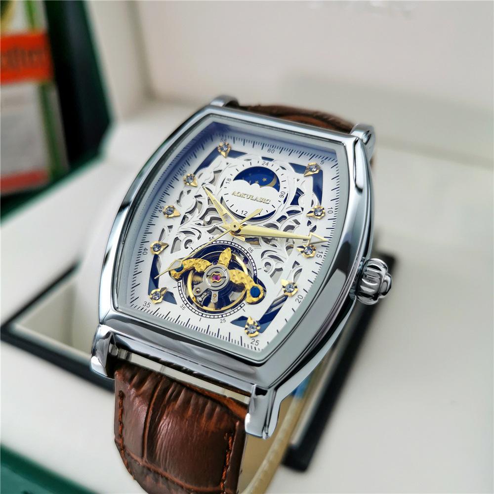 Pánské plně automatické mechanické hodinky Módní pánské hodinky s kamínky Hodinky se zapínáním na motýlkovou sponu