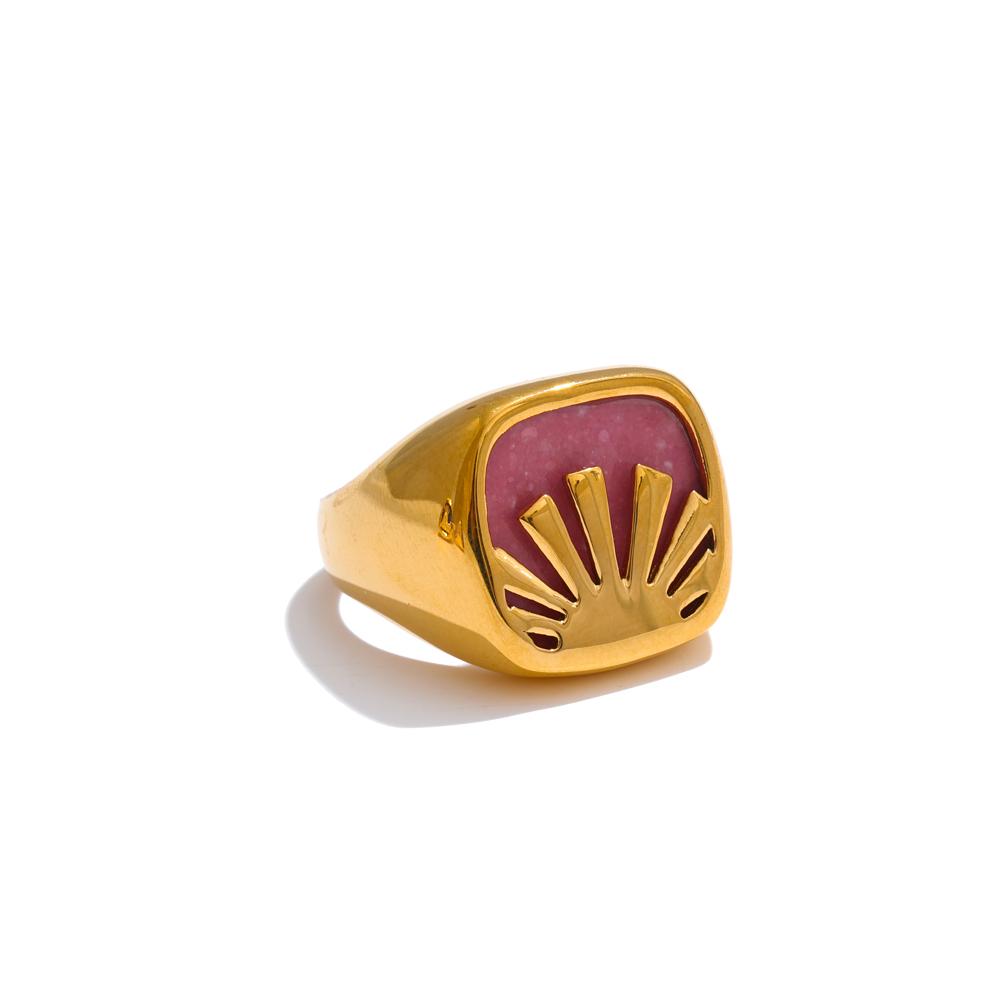 

Yhpup Blue Pink Resin Stone Square Golden Wide Ring for Women Stainless Steel Exquisite Fashion Jewelry Recommend 2025 7