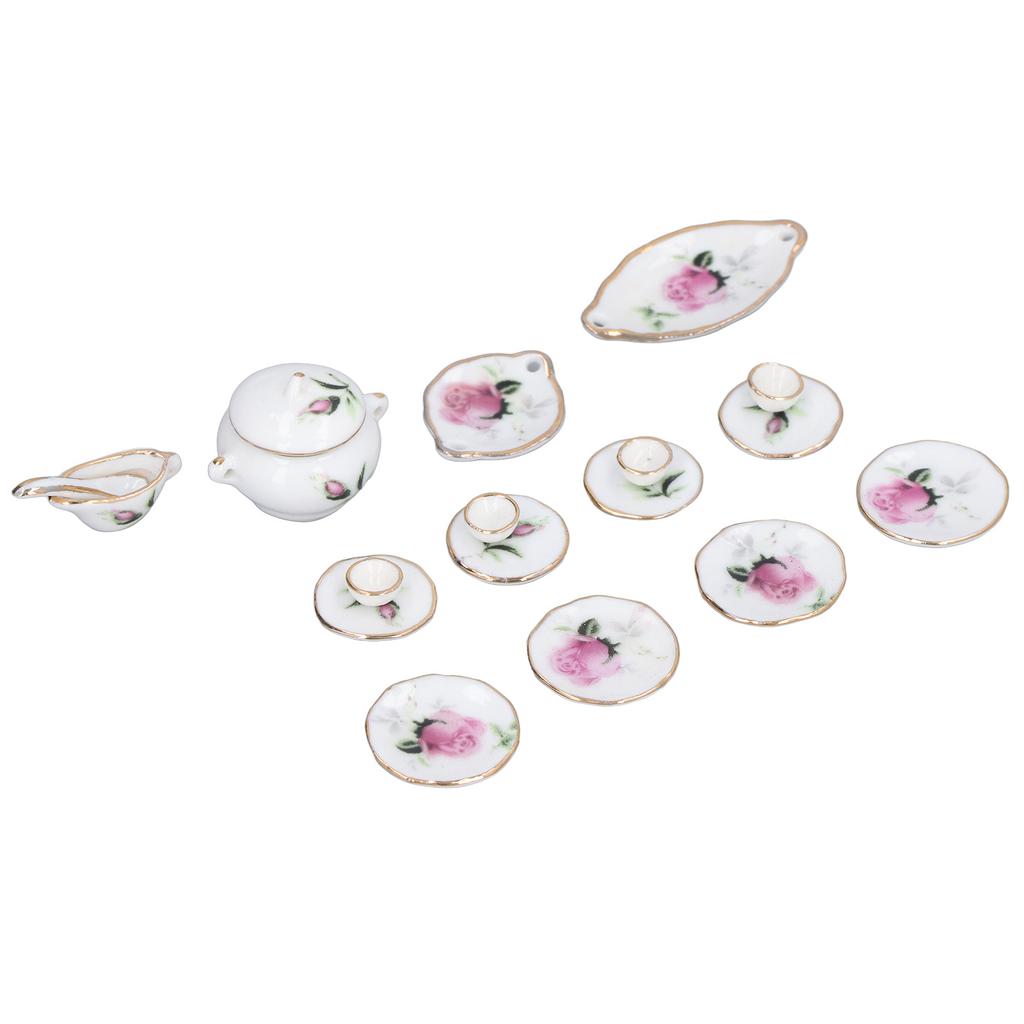 1:12 Dollhouse Miniature Porcelain Tea Cup Set Exquisite Decorative Dollhouse Kitchen Accessories