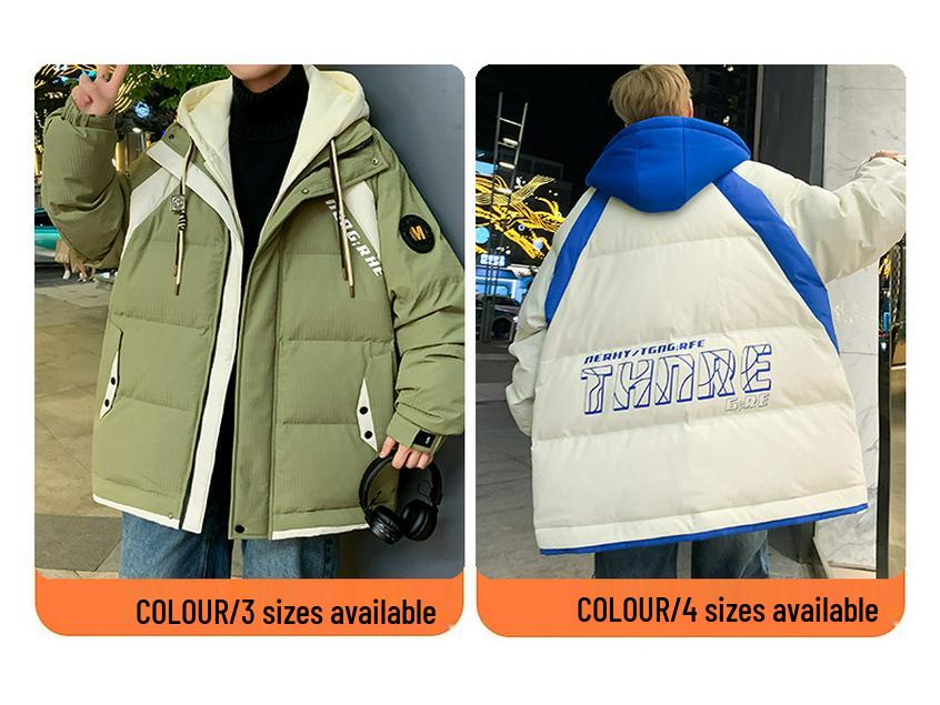 Men's Winter Korean Style Fake Two-Piece Cotton Jacket for Teen and Junior High Students