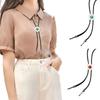 3Pcs Rodeos Bolo Tie with Sunflower Stone Pendant Braided Leather Cord Adjustable Chain Necktie Western Jewelry Necklace