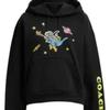 Coach Cosmic  FW24 Printed Raglan Sleeve Hoodie Women Hoodies Black CX181-BLK