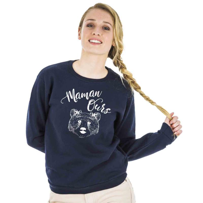 Sweat Femme - MAMAN OURS XS colore blu navy