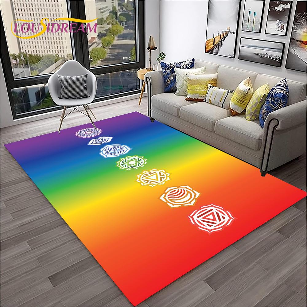 

Naturalize Yoga Meditation Rainbow 7 Chakra Soft Carpet Rug для дома, гостиной, спальни, дивана, коврика для двери, декора, нескользящий напольный коврик 40x60cm