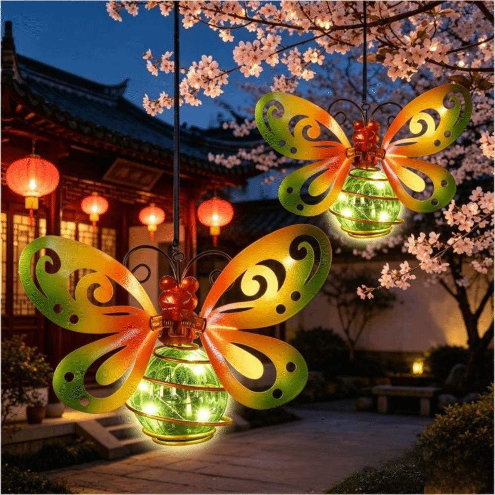 Auto On/Off Solar Butterfly Lantern 7-8H Lighting IP65 Waterproof Lamp Hanging Lantern Outdoor