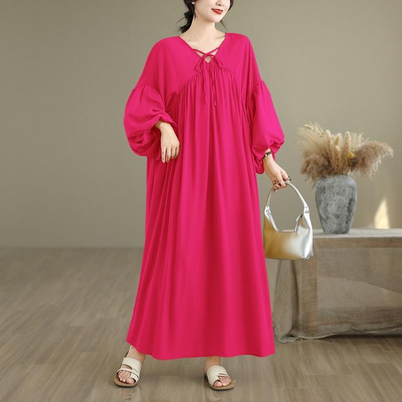 Long Sleeve Plus Size Chiffon Vintage New In Dresses for Women Casual Loose Spring Summer Autumn Dress
