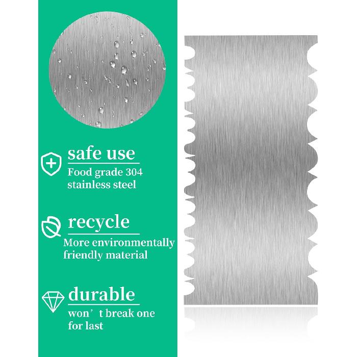 Cake Scraper Smoother Cake Decorating Supplies Kit 8.6 Inch Metal Bench Scraper for Baking Buttercream Smoother Stainless Steel Frosting Cake Comb