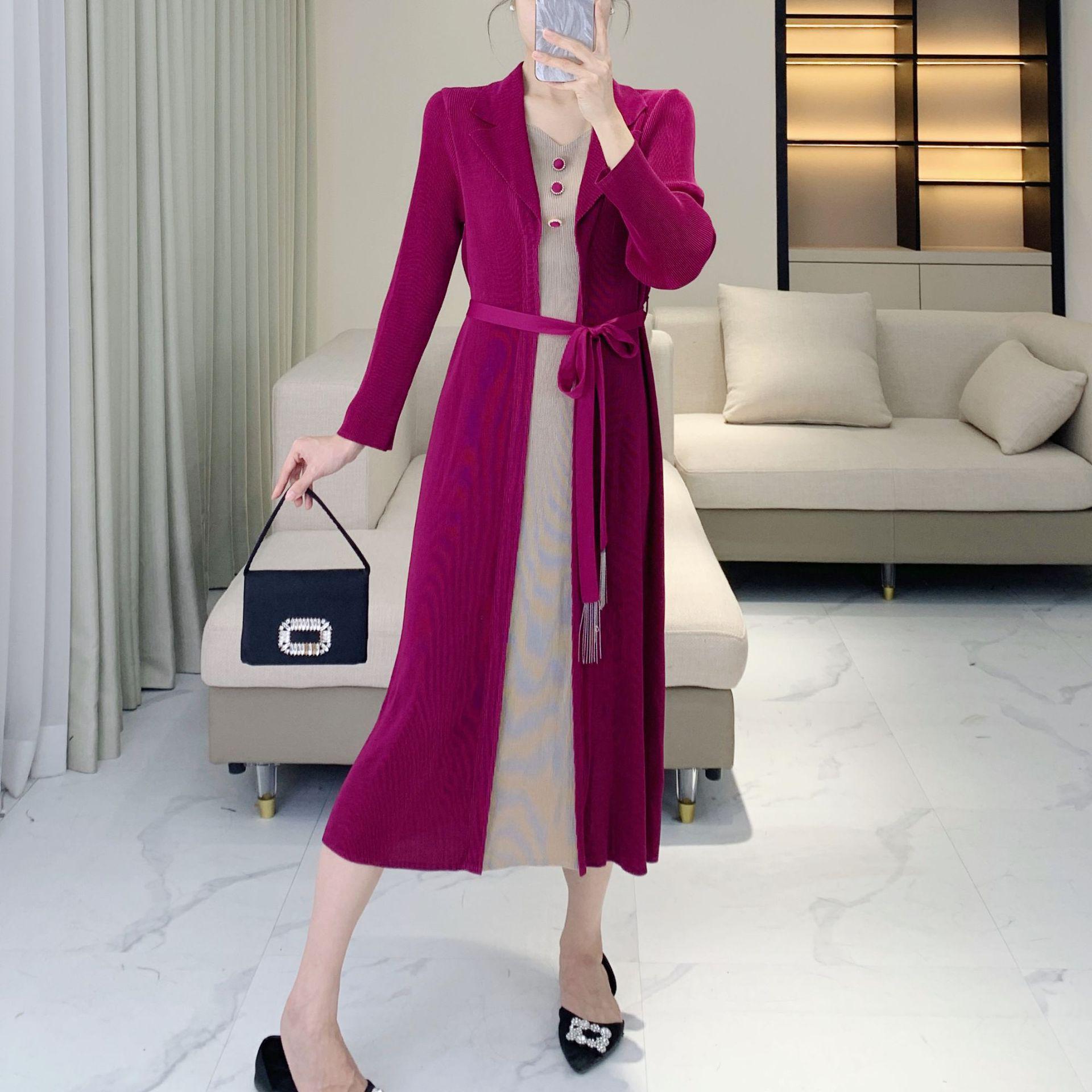 

Chic Colorblock Tie-Up Two-Piece Plus Size Loose Long Dress - Spring 2025 Collection One Size [90-150 jin] рожевий червоний колір