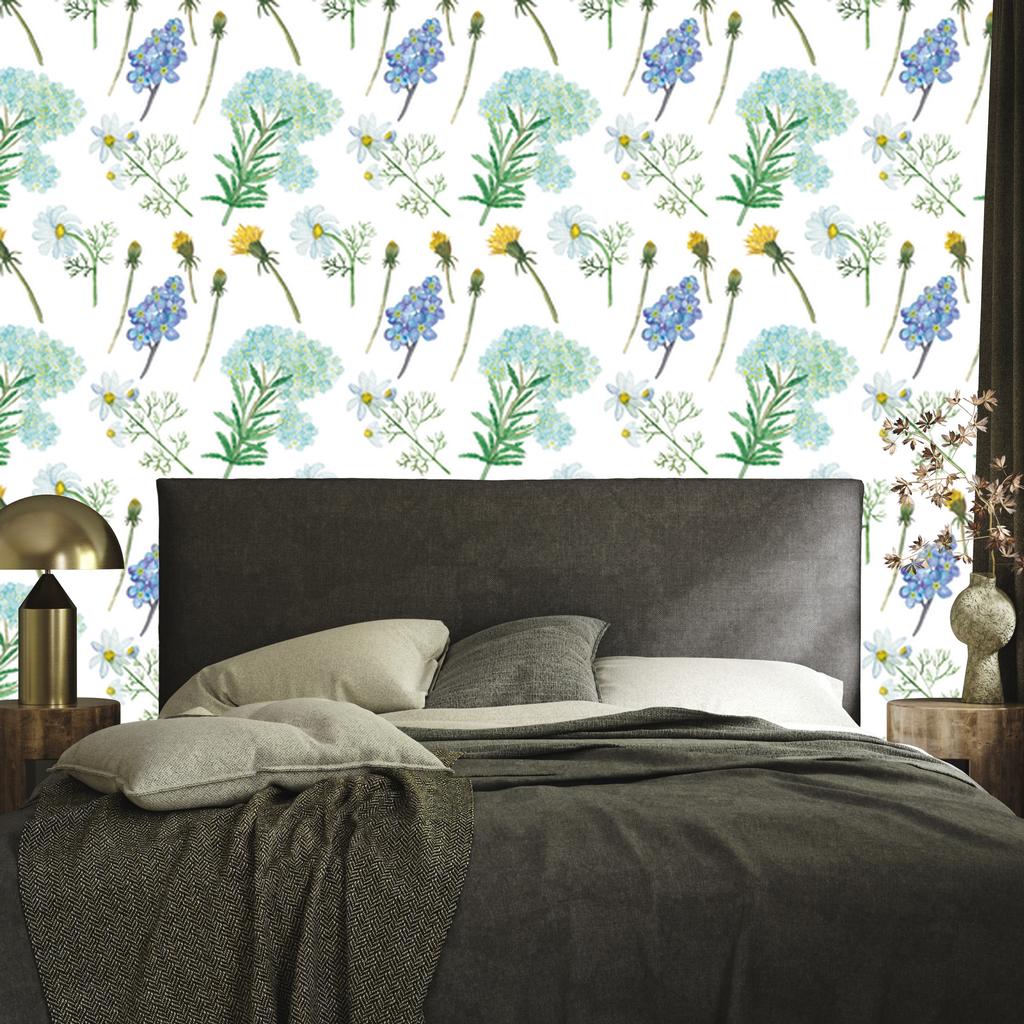 Meadow Flowers and Herbs Wallpaper for Living Room and Bedroom 50x1000