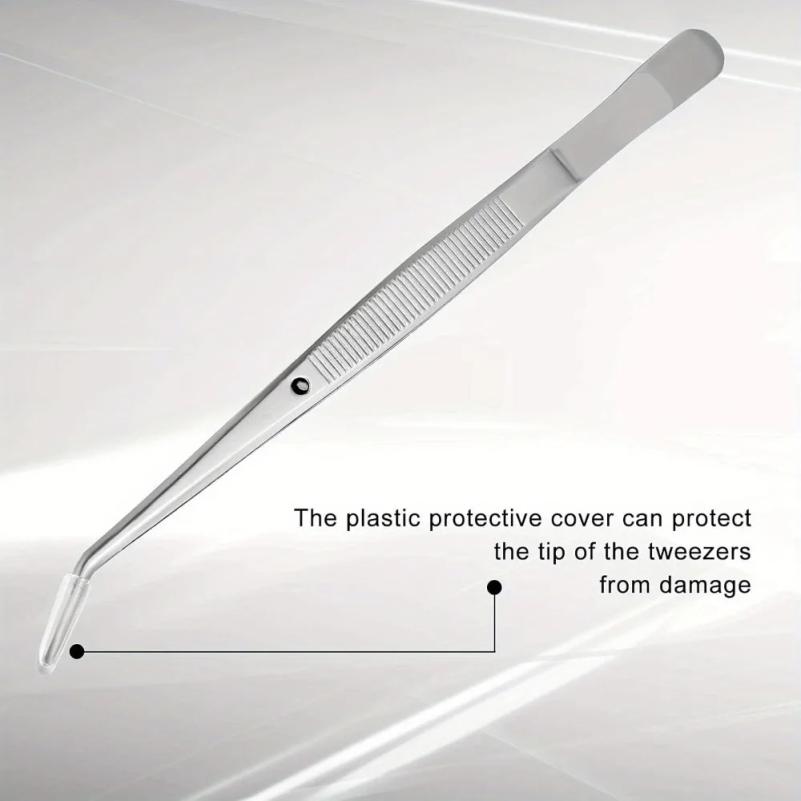 10Pcs Precision Stainless Steel Tweezers Set, Multifunctional Stainless Steel Tweezers with Curved Serrated Tips