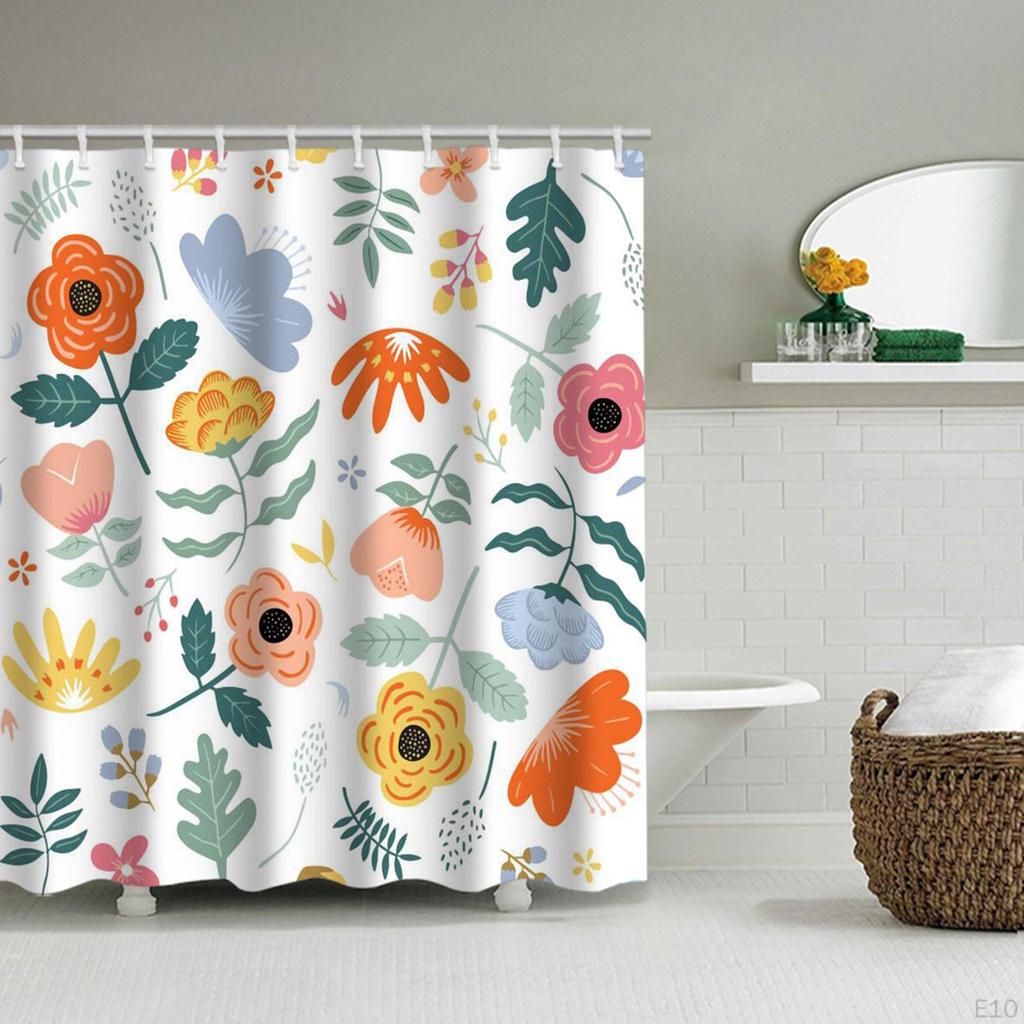 Shower Curtain Decoration Polyester Fiber W 71 x H Washable Abstract Drying Modern Bath Curtains