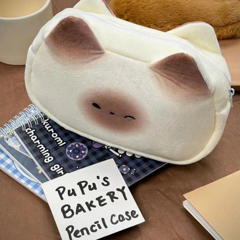 

Японский милый мультяшный сиамский кот ПУ хлеб плюшевая ручка сумка большая емкость кавайный мальчик девочка пенал канцелярские принадлежности школьные принадлежности