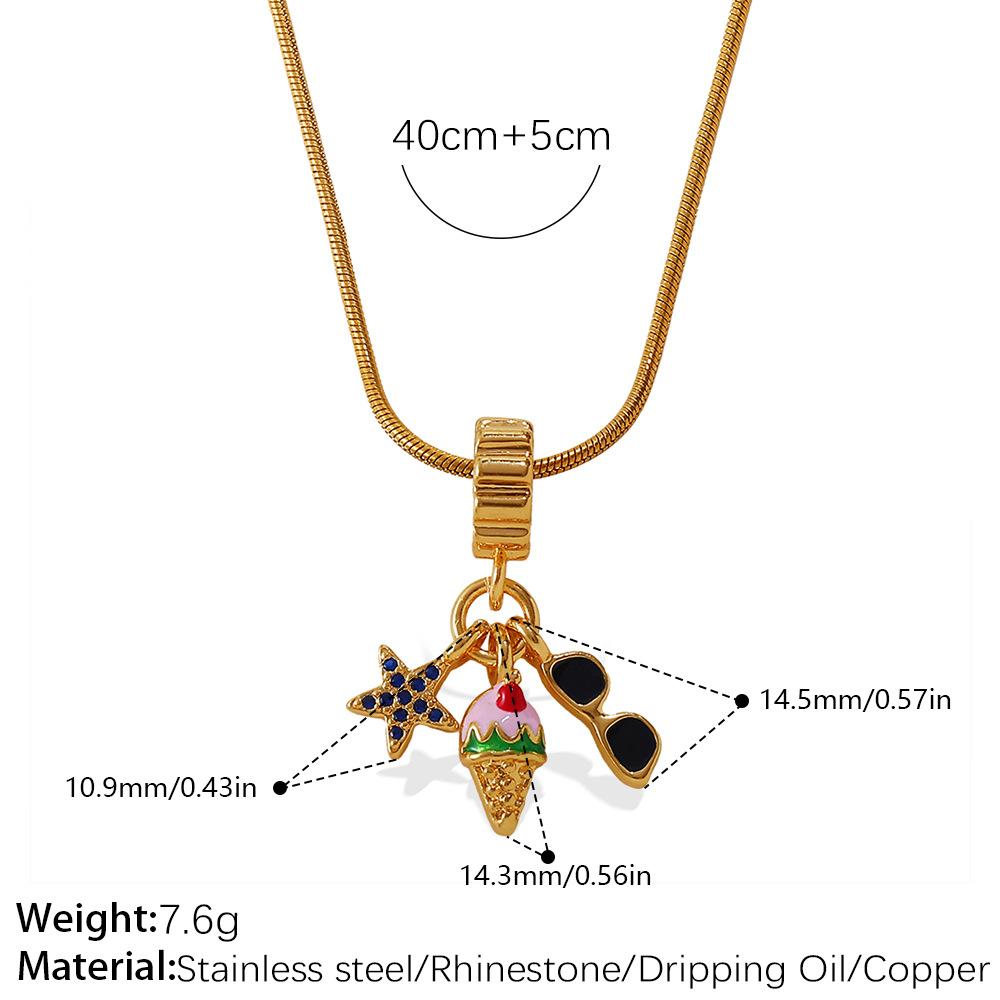 Retro Style Cartoon DIY High Heels Pendant Necklace Stainless Steel Gold-plated Premium Versatile Jewelry Women