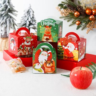 Christmas Hand-held Rope Apple Candy Packaging Box, Christmas Eve Peace Fruit Biscuit Creative Gift Baking Paper Box
