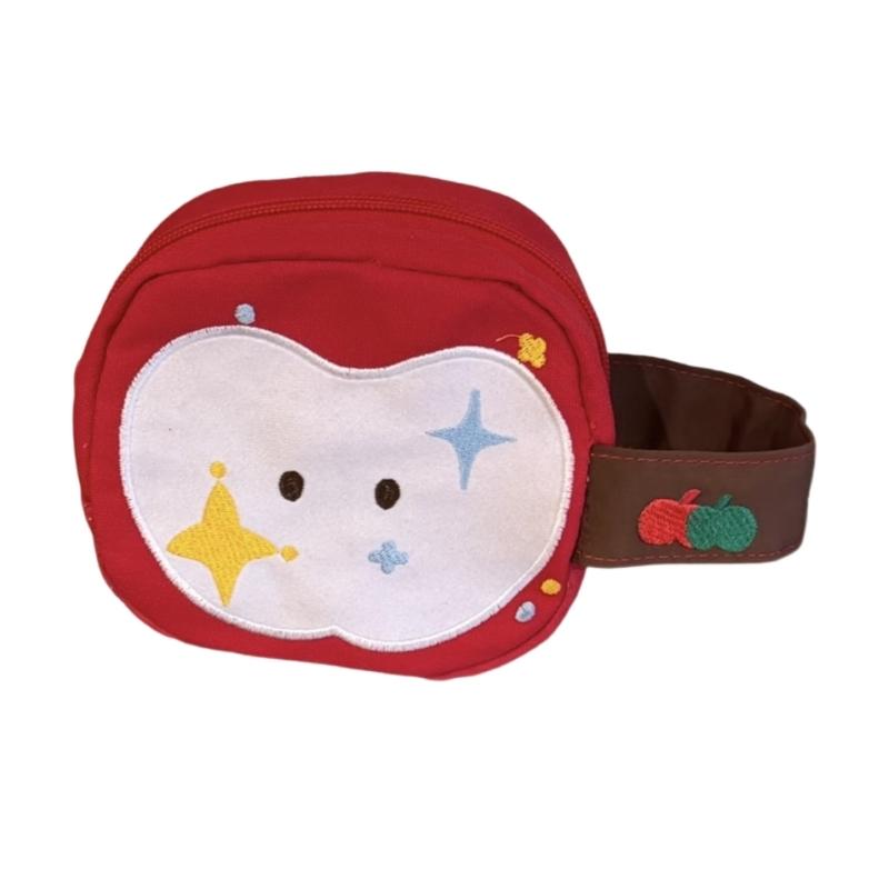 

Portable Embroidered Apples Storage Bag With Hand Carry Handle For Organizing Cosmetics And Small Essential 1