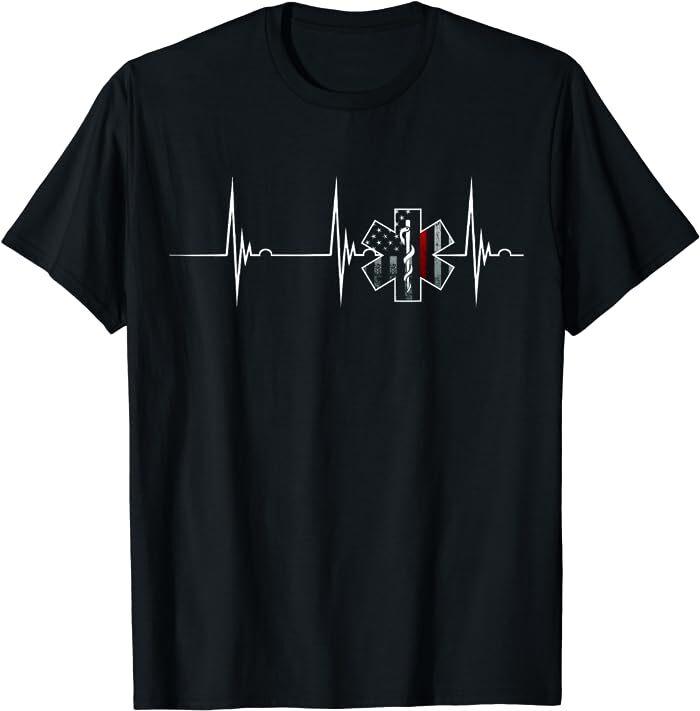 Firefighter EMS Heartbeat EKG Pulse Fireman USA Tee T-Shirt XXL