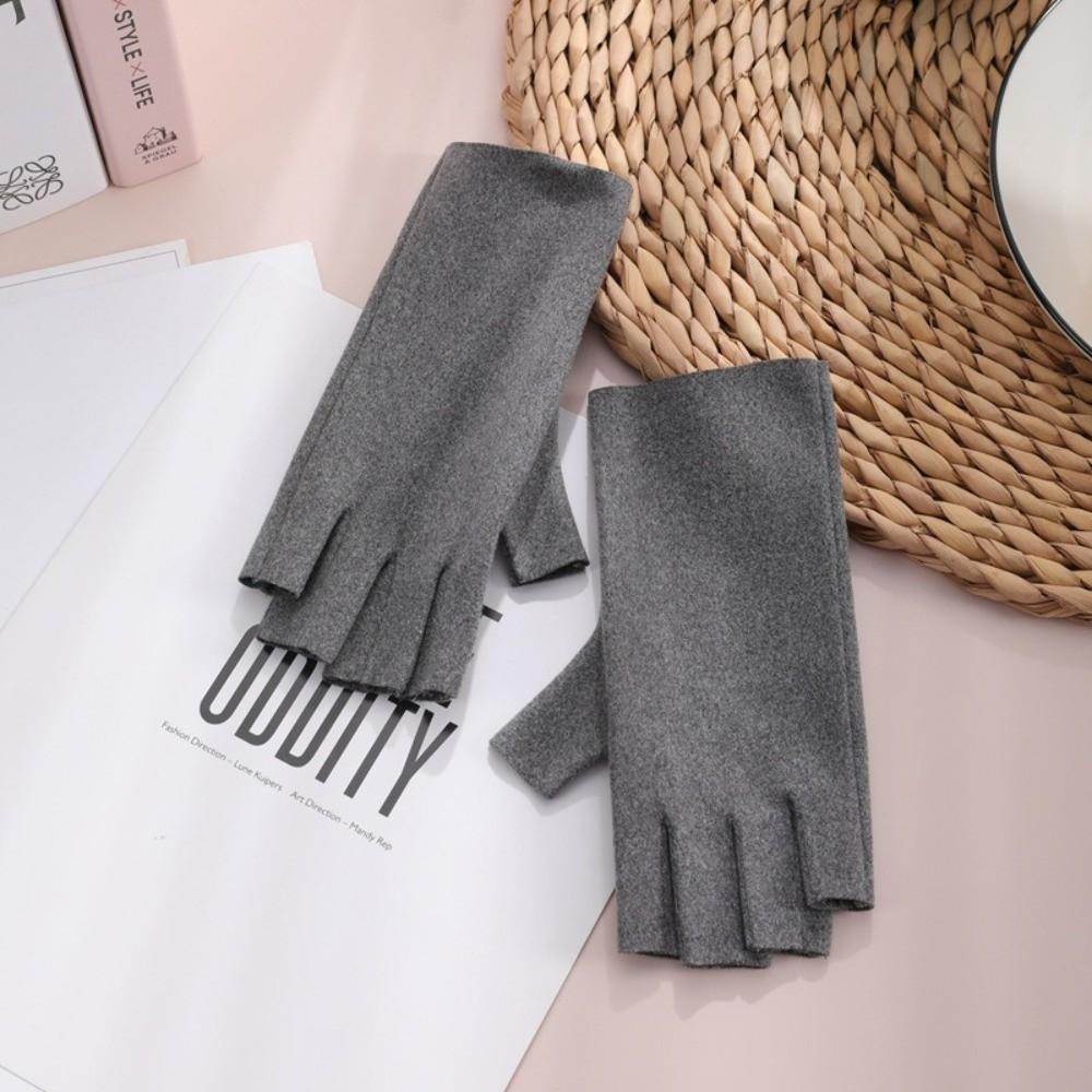 German Velvet Half Finger Gloves Short Semi-Finger Mittens New Warm Gloves Autumn Winter