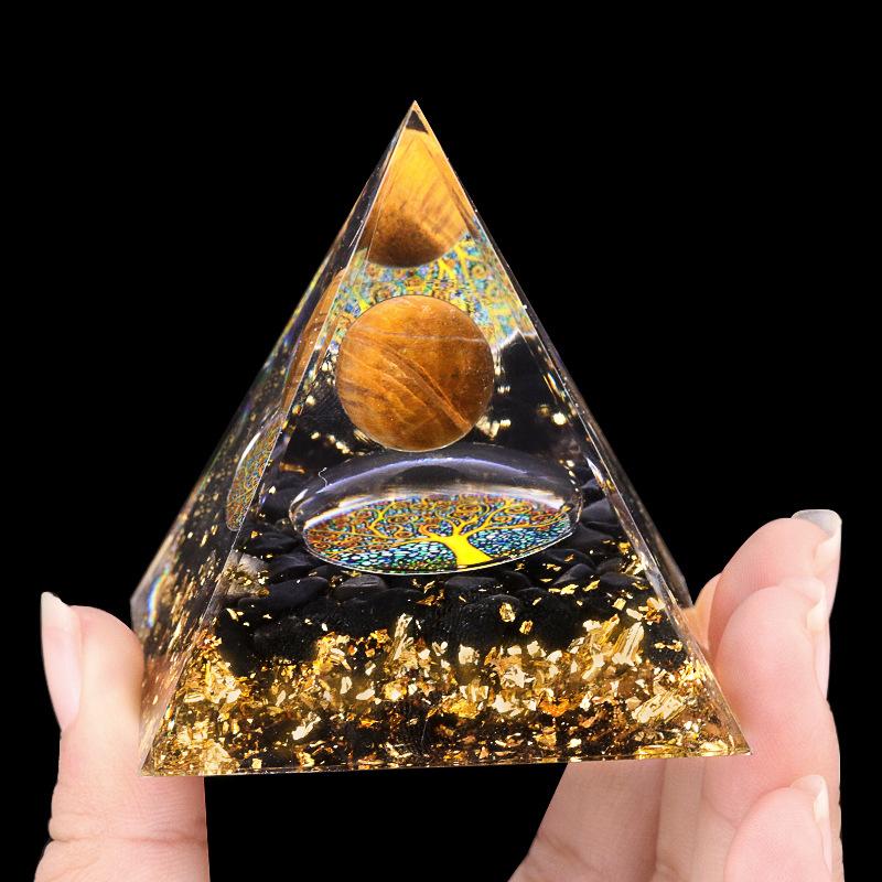 Crystal Agate 5cm Pyramid Crushed Stones Epoxy Resin Grinding and Watering Jinhua Home Office Desktop Decorations Crafts