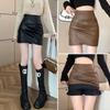 Leather Skirt Women's Autumn and Winter New Black Small A-line Skirt High-waisted Temperament Hip-hugging Short Skirt