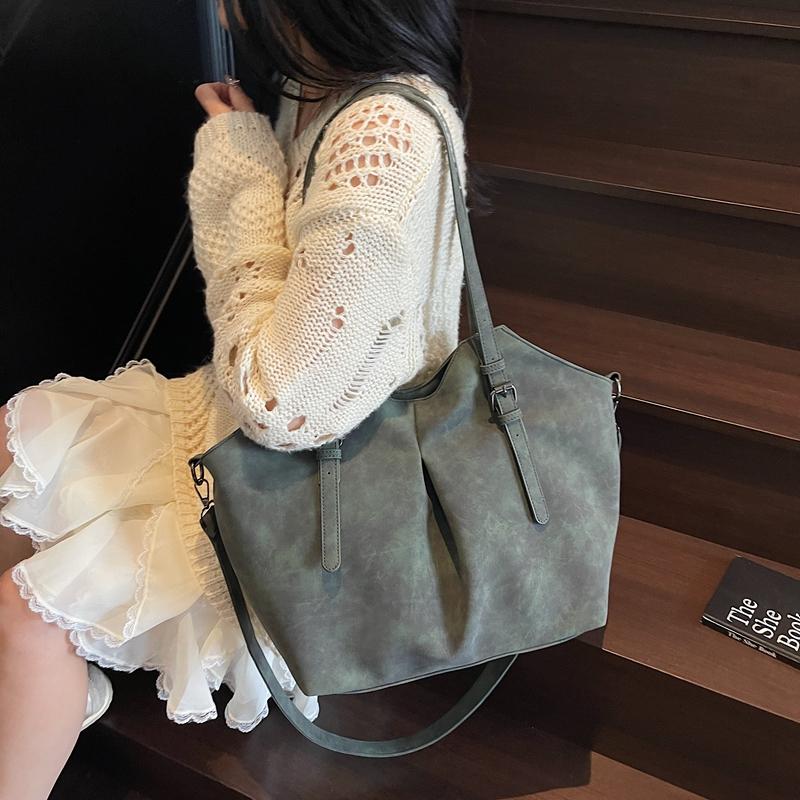 High Quality Women's Bag Urban Trend Style Shoulder Bag Matte Leather Adjustable Shoulder Bag Versatile Casual Large Capacity Commuter Zipper Handbag