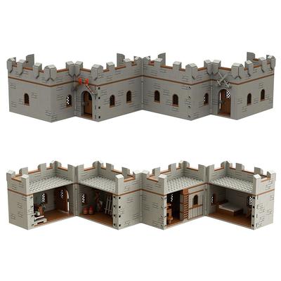 MOC Stredoveký hrad Burg Stavebnice Vykupná dodávka Horiaci oheň Staroveká stena Pekáreň na chlieb Stajňa Kostol DIY Tehly Hračky Darček pre chlapcov