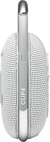 JBL CLIP4 Bluetooth Speaker, USB C Charging, IP67 Dustproof and Waterproof, with Passive Radiator, Portable, 2021 Model, White (JBLCLIP4WHT)